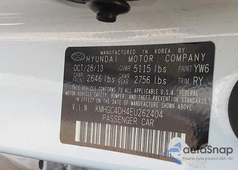 2014 Hyundai Genesis 5.0 R-Spec z USA, uszkodzony, nr VIN KMHGC4DH4EU262404